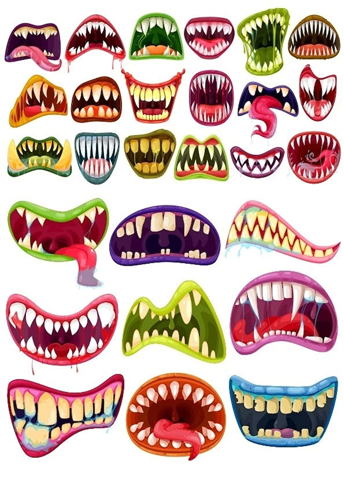 Canavar Ağzı Sticker Set 26 Parça Telefon, Tablet, Defter, Laptop Sticker