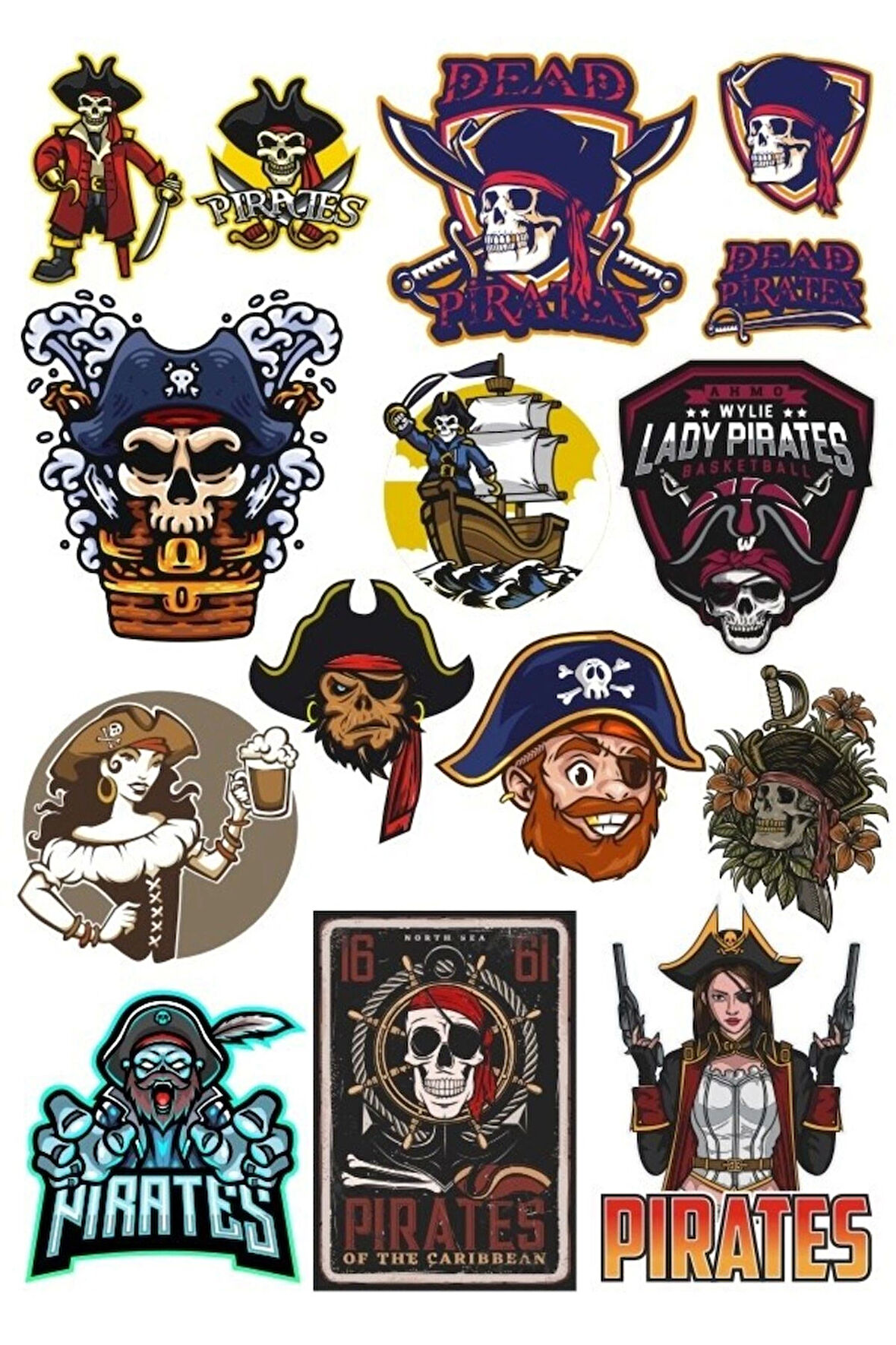 Korsan Sticker Set 14 Parça Telefon, Tablet, Defter, Laptop Sticker