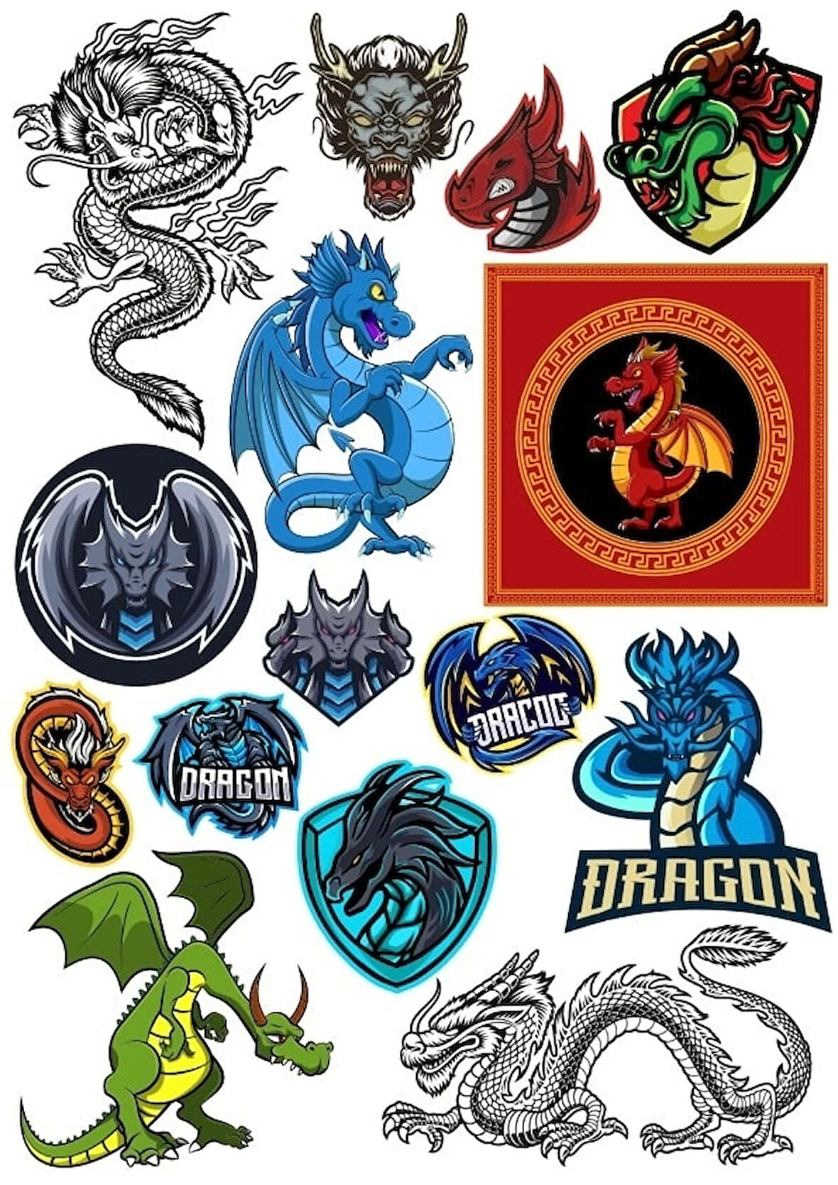 Ejderha Sticker Set 13 18 Parça Telefon, Tablet, Defter, Laptop Sticker
