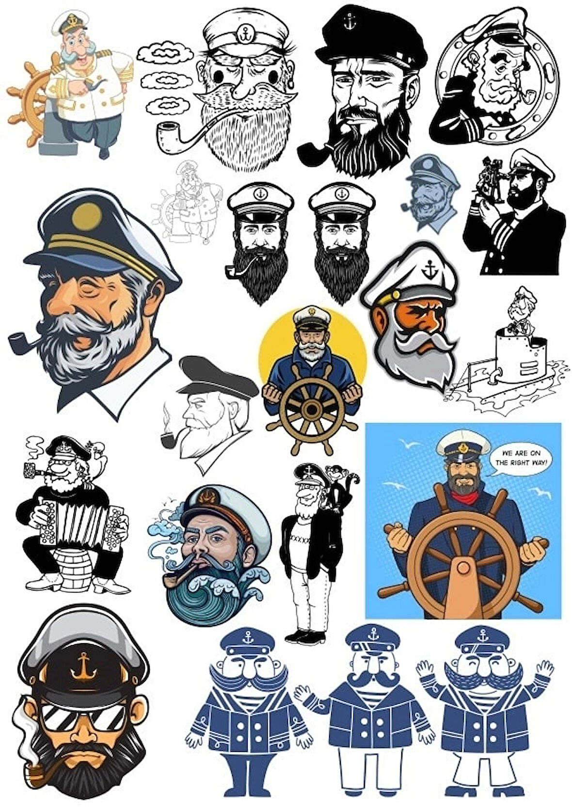 Gemi Kaptanı Sticker Set 20 Parça Telefon, Tablet, Defter, Laptop Sticker