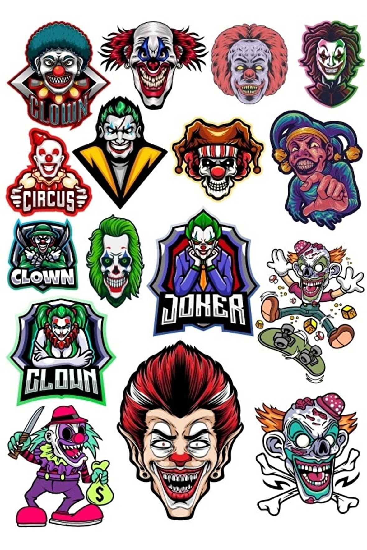 Palyaçolar Sticker Set 17 Parça Telefon, Tablet, Defter, Laptop Sticker