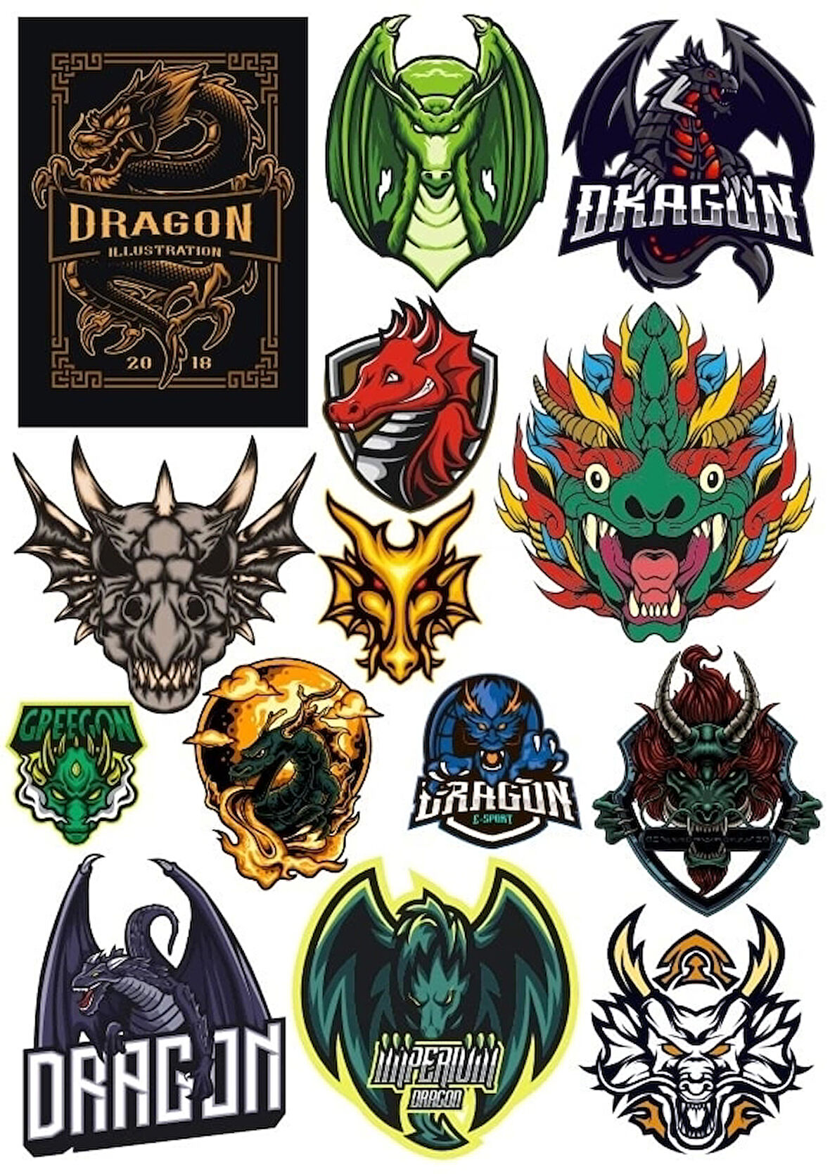 Ejderha Sticker Set 11 16 Parça Telefon, Tablet, Defter, Laptop Sticker