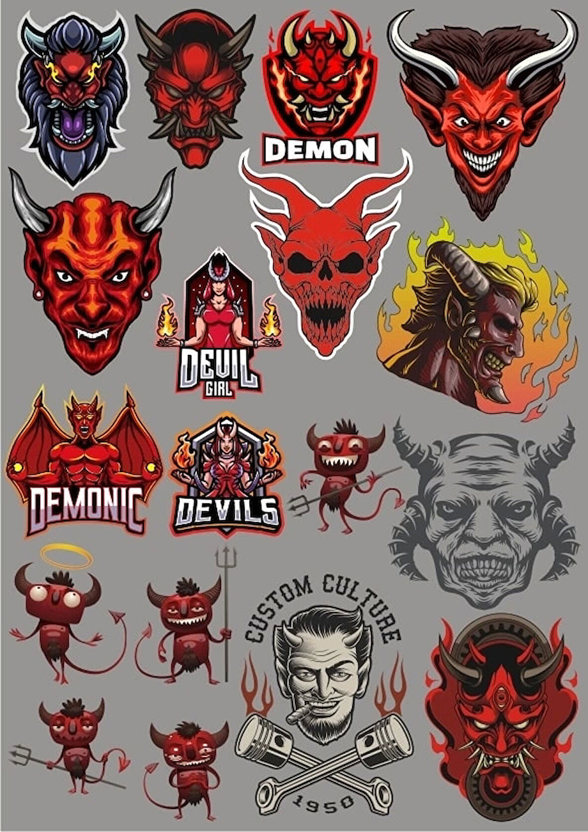 Şeytan Sticker Set 20 Parça Telefon, Tablet, Defter, Laptop Sticker