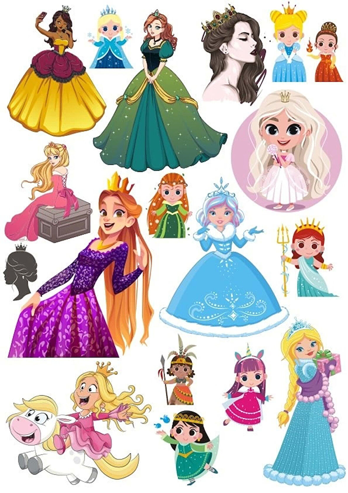 Prenses Sticker Set 20 Parça Telefon, Tablet, Defter, Laptop Sticker