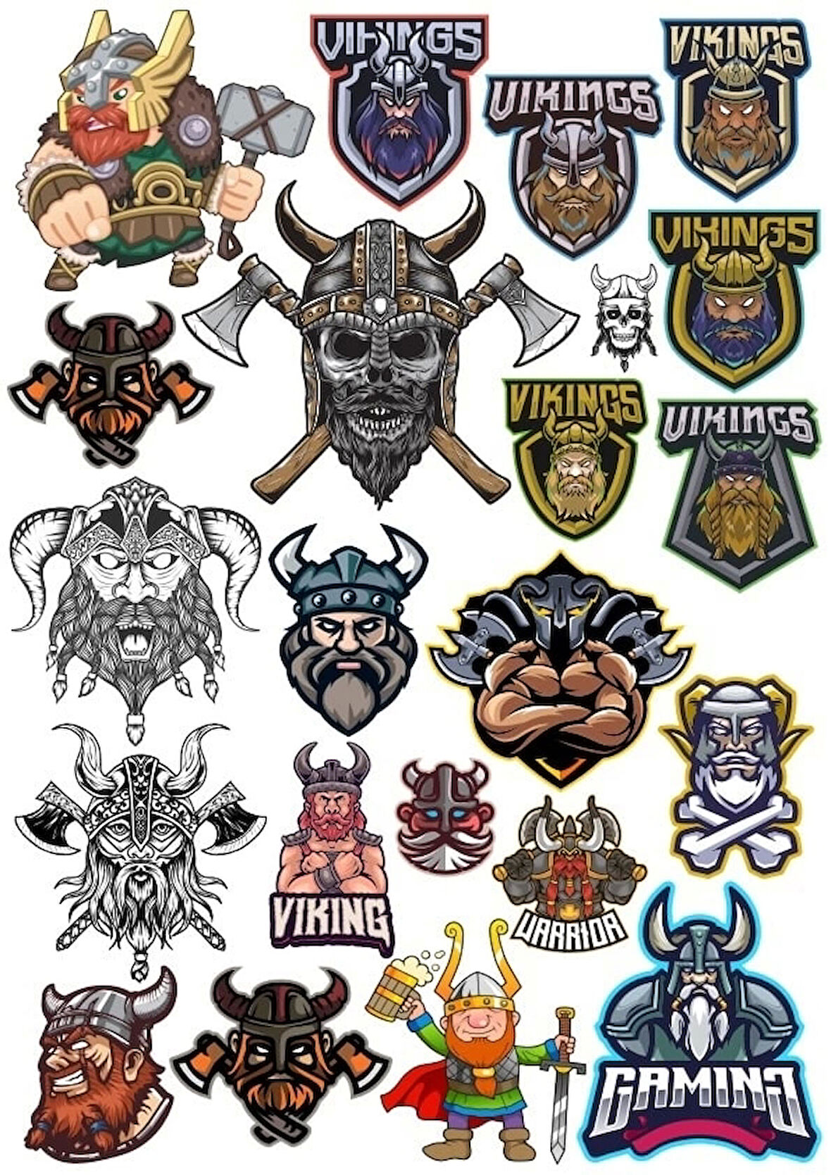 Vikingler Sticker Set 25 Parça Telefon, Tablet, Defter, Laptop Sticker