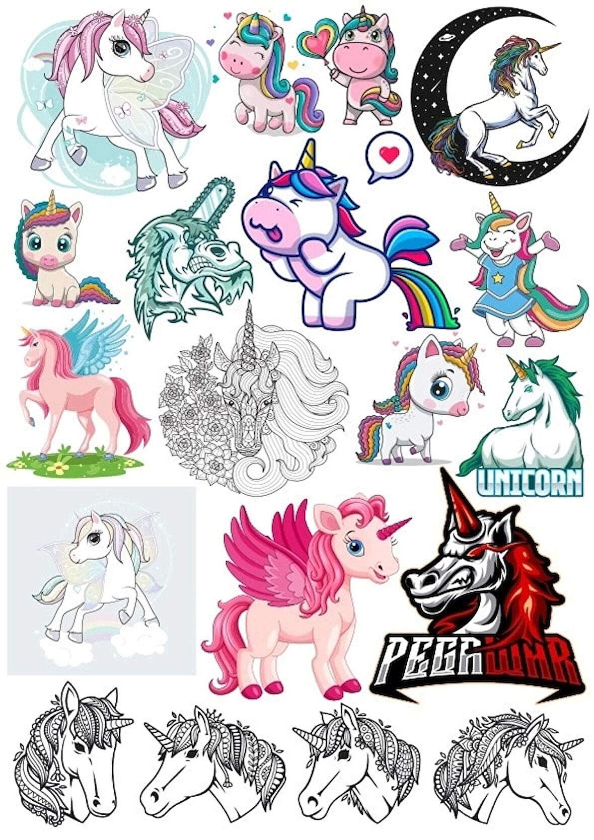 Pegasus Sticker Set 18 Parça Telefon, Tablet, Defter, Laptop Sticker