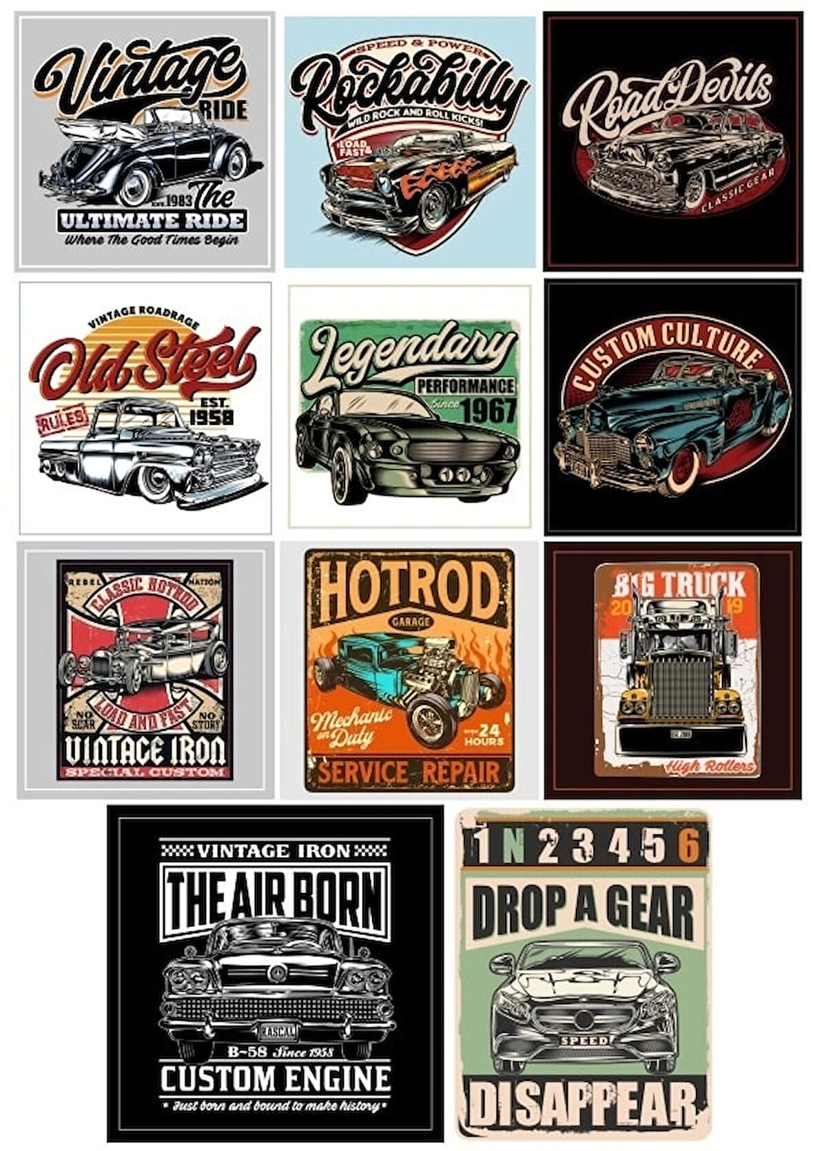 Retro 4x4 Off Road Sticker Set5 12 Parça Telefon, Tablet, Defter, Laptop Sticker