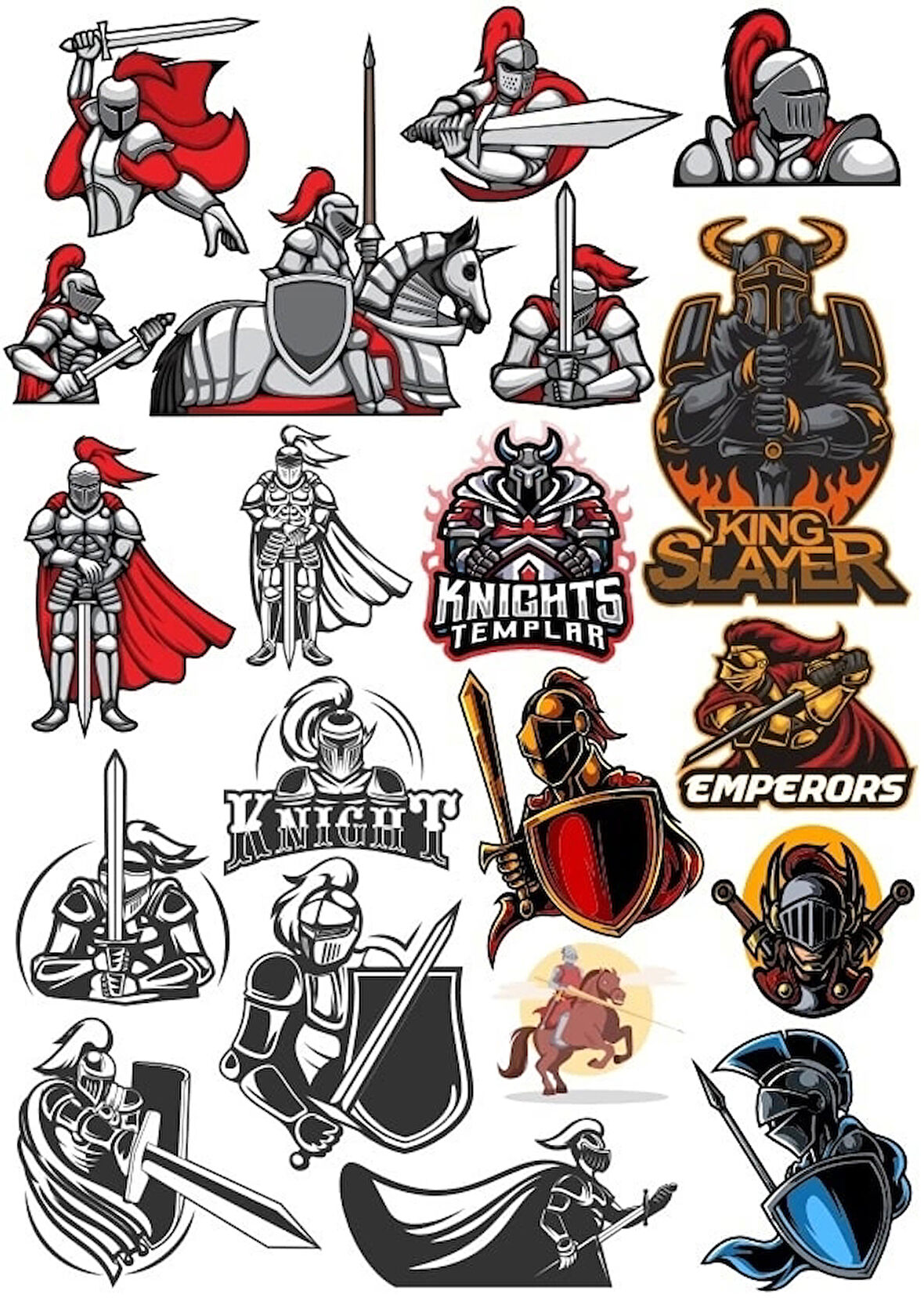 Şövalye Sticker Set 3 16 Parça Telefon, Tablet, Defter, Laptop Sticker