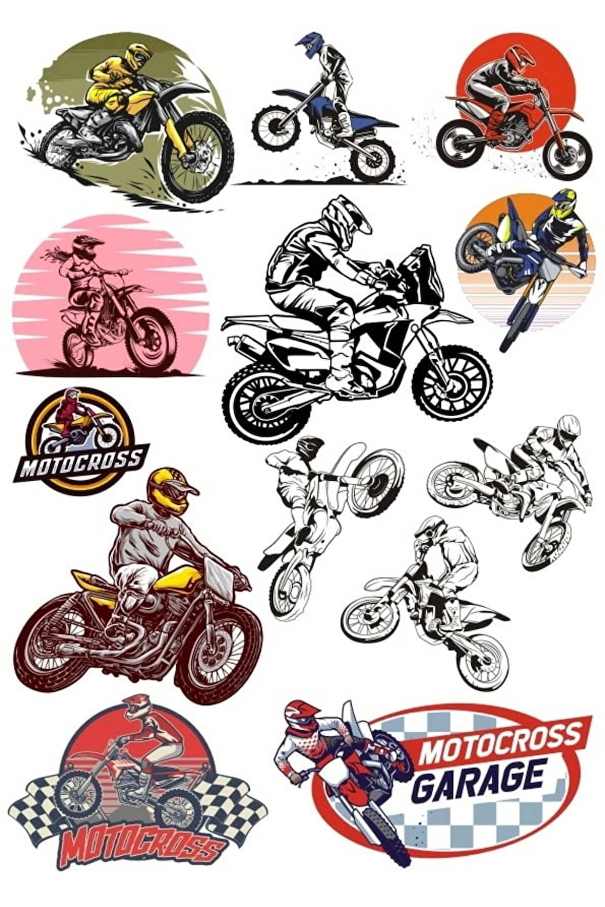 Motorcu ve Motor Sitcker Set 15 Parça Telefon, Tablet, Defter, Laptop Sticker