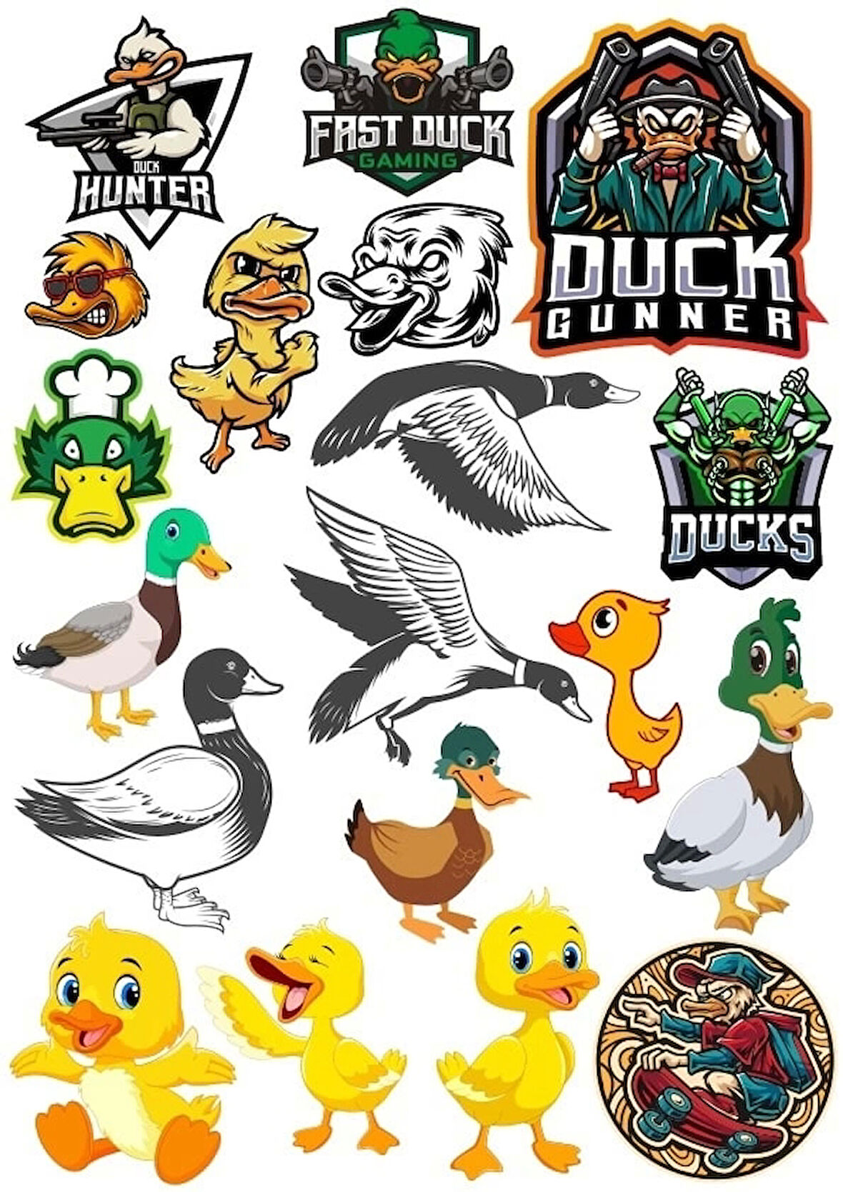 Ördek Sticker Set 17 Parça Telefon, Tablet, Defter, Laptop Sticker