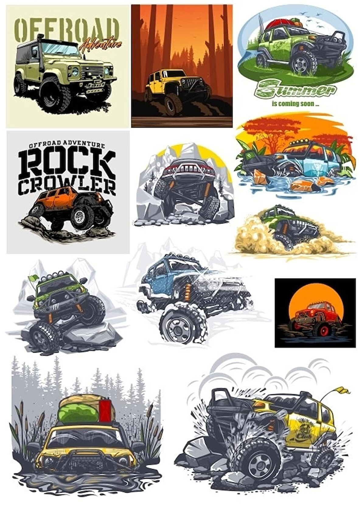 4x4 Off Road Sticker Set4 12 Parça Telefon, Tablet, Defter, Laptop Sticker