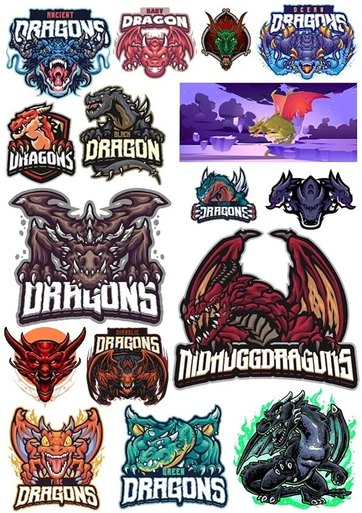 Ejderhalar Sticker Set 6 15 Parça Telefon, Tablet, Defter, Laptop Sticker