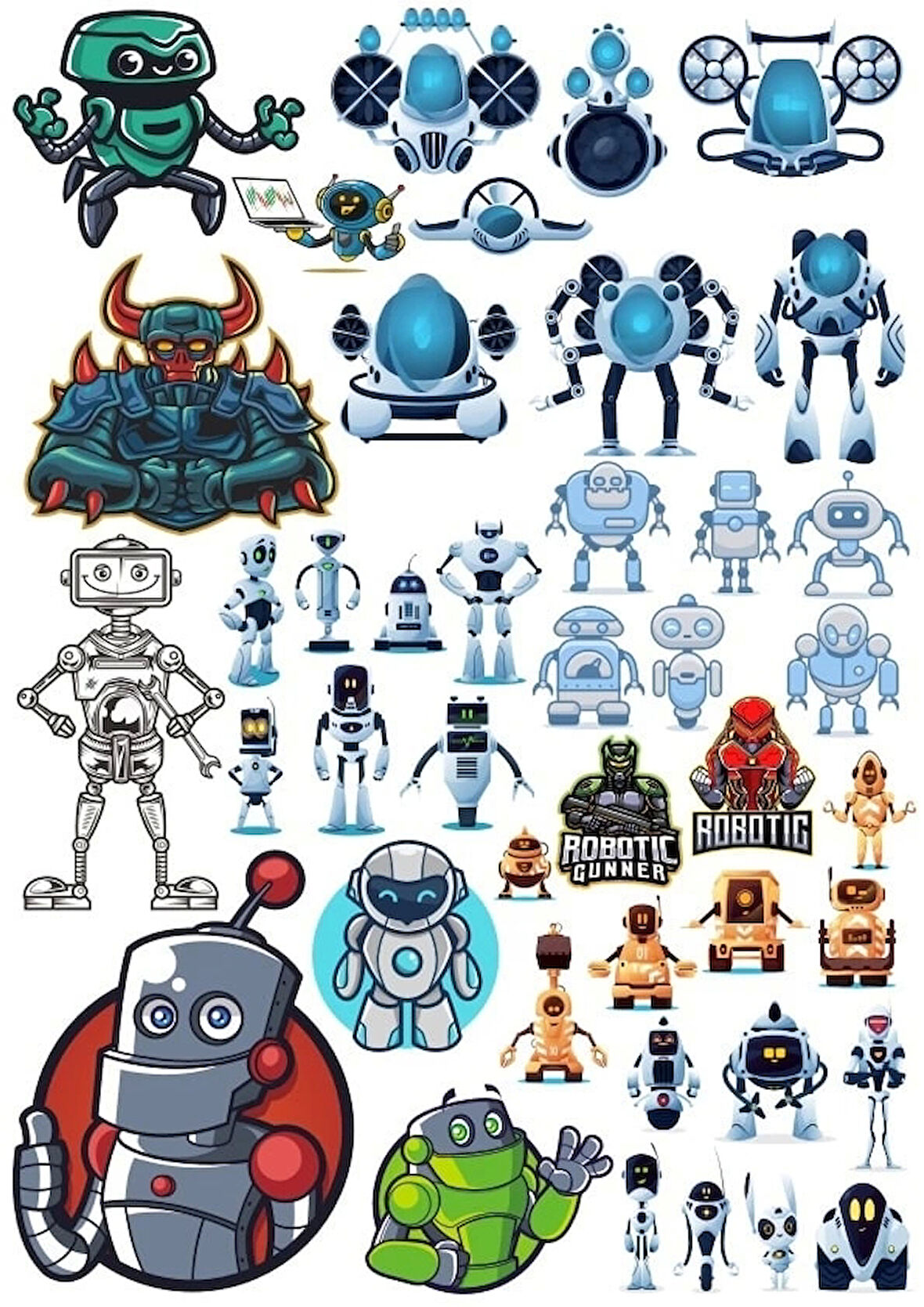 Robot Sticker Set 2 20 Parça Telefon, Tablet, Defter, Laptop Sticker