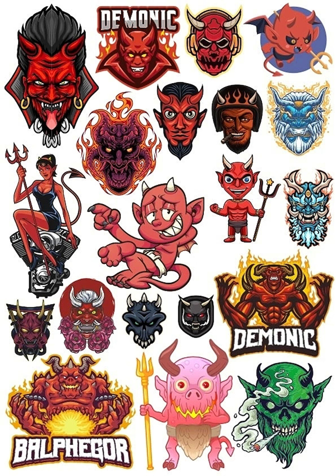 Şeytan Sticker Set 16 16 Parça Telefon, Tablet, Defter, Laptop Sticker