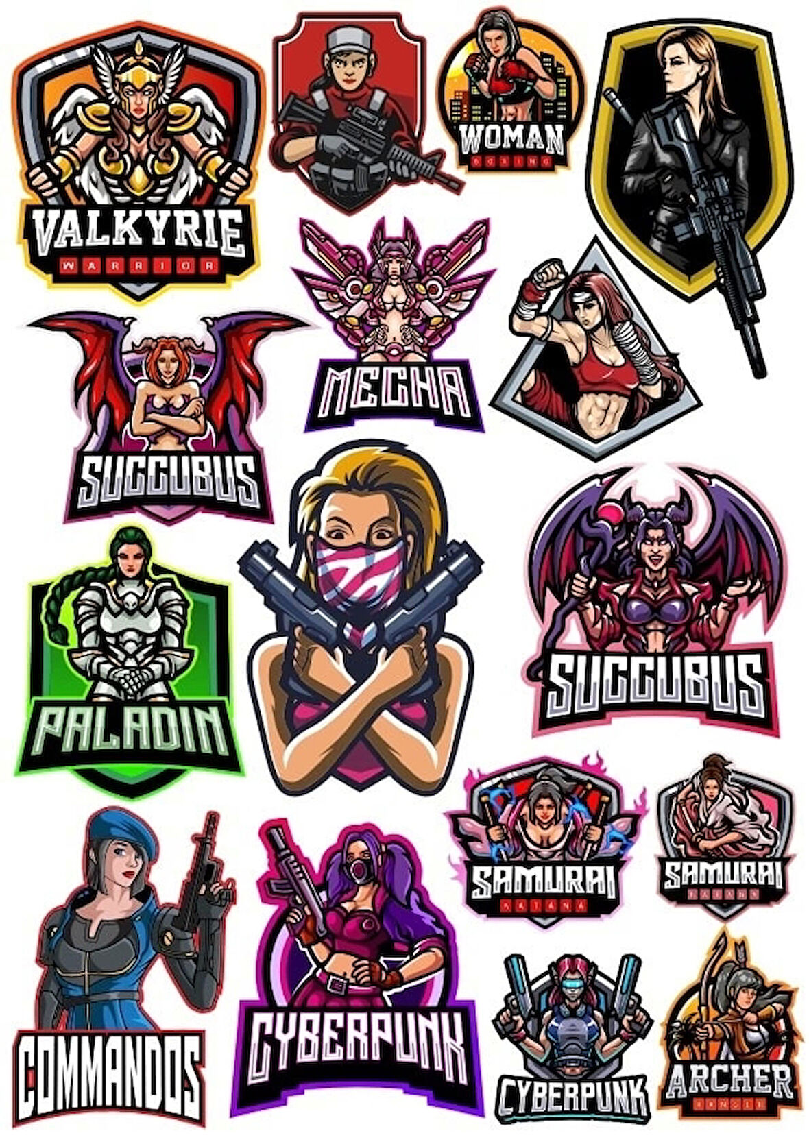 Kadın Karakterler Sticker Set 2 14 Parça Telefon, Tablet, Defter, Laptop Sticker