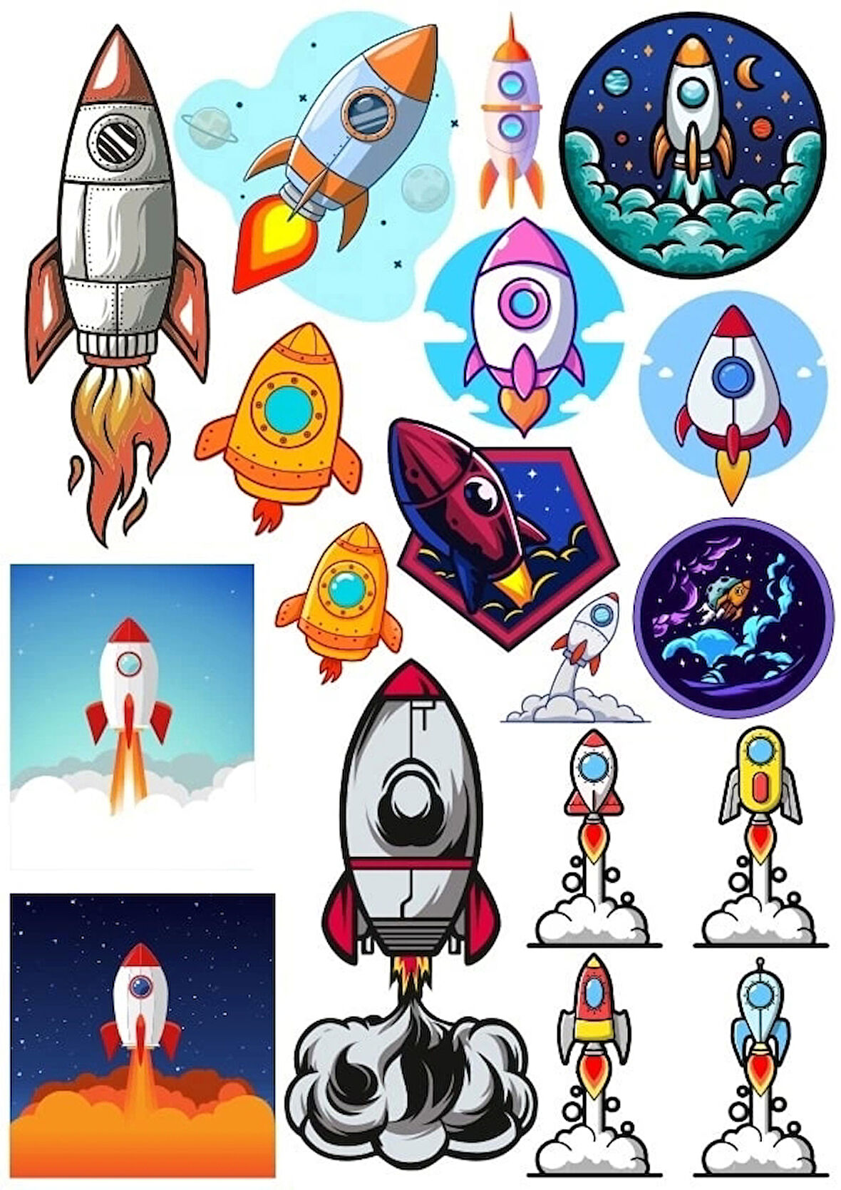 Uzay Aracı Sticker Set 4 16 Parça Telefon, Tablet, Defter, Laptop Sticker