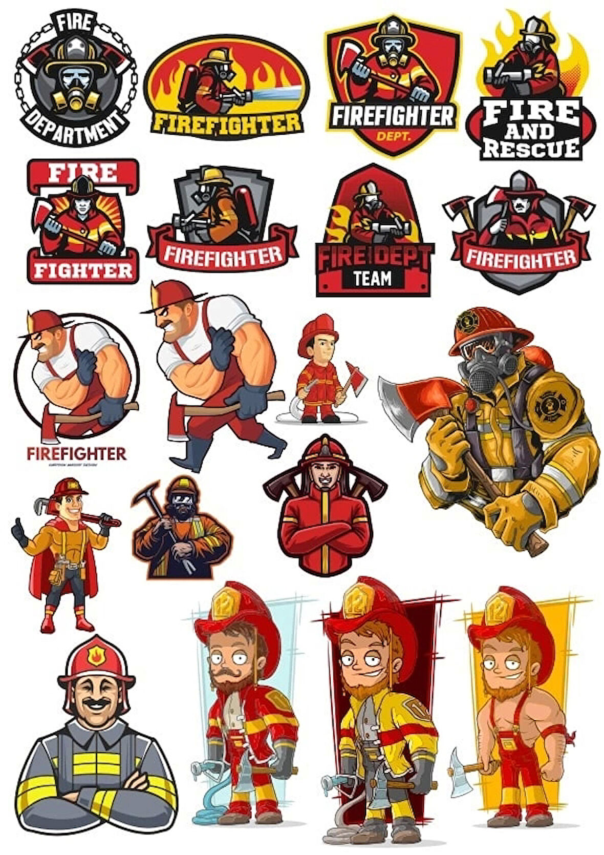 İtfaiyeci Sticker Set 3 20 Parça Telefon, Tablet, Defter, Laptop Sticker