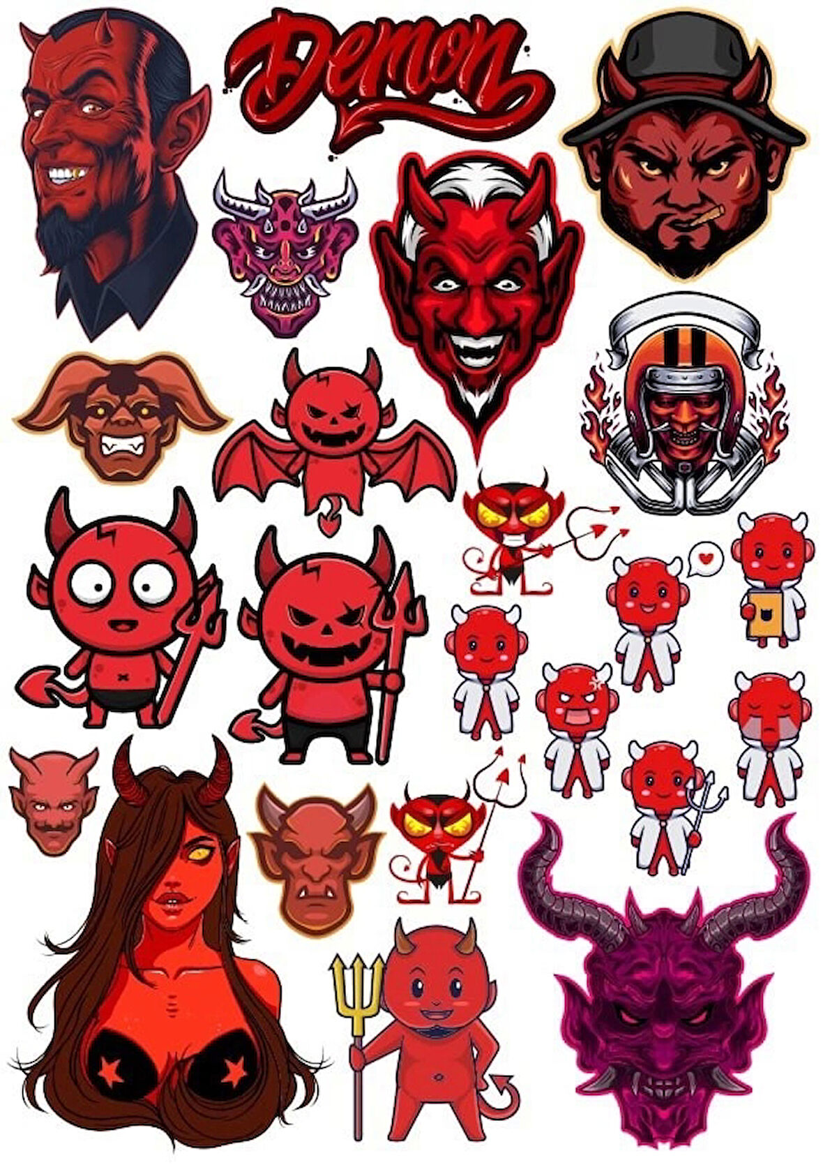 Şeytan Sticker Set 6 17 Parça Telefon, Tablet, Defter, Laptop Sticker