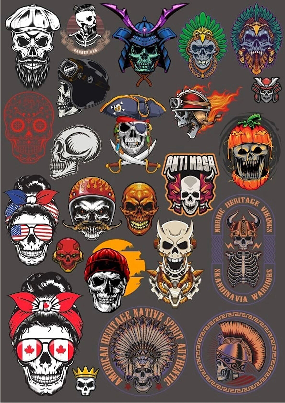 Kurukafa Sticker Set 8 17 Parça Telefon, Tablet, Defter, Laptop Sticker