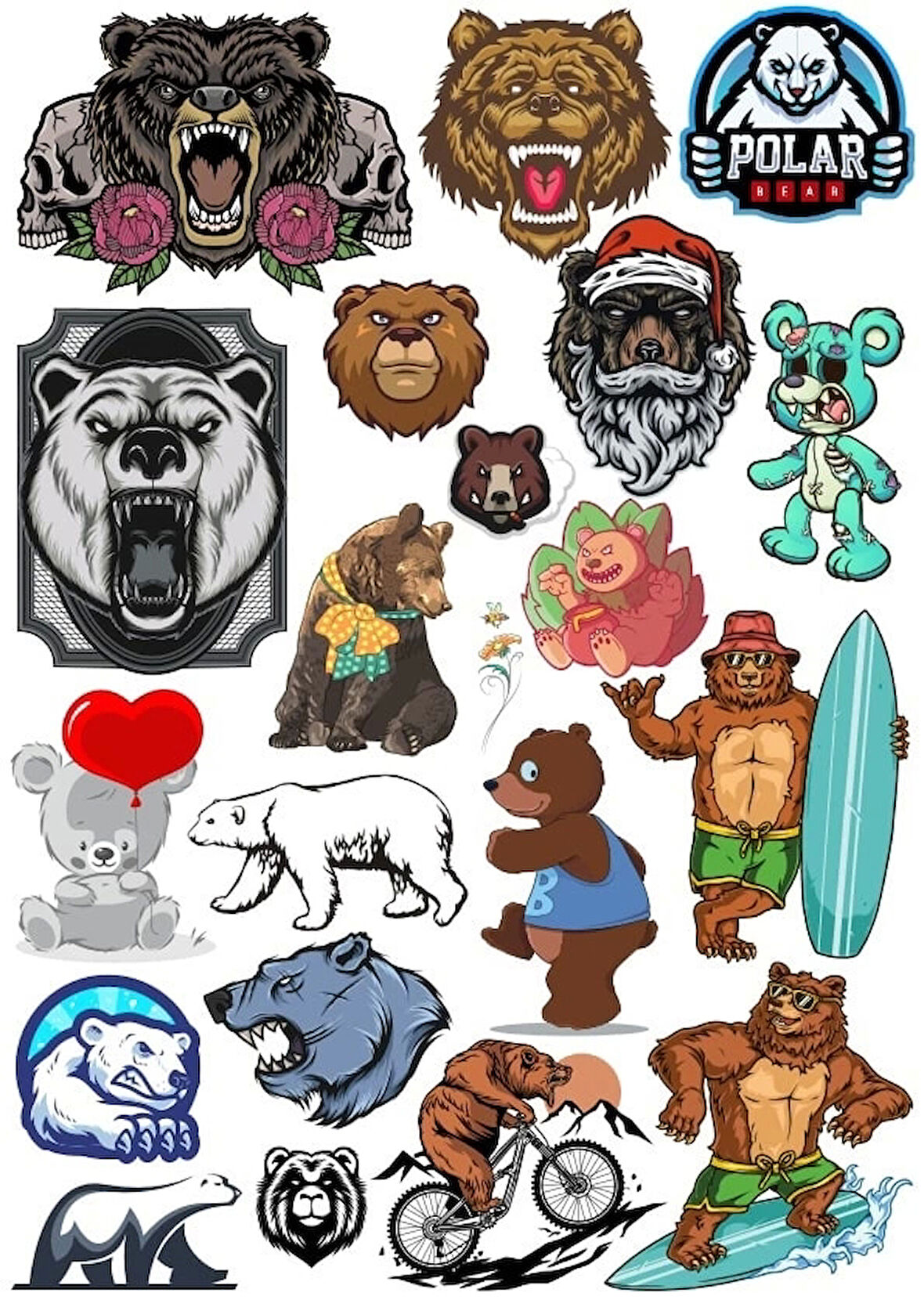 Ayı Sticker Set 5 18 Parça Telefon, Tablet, Defter, Laptop Sticker