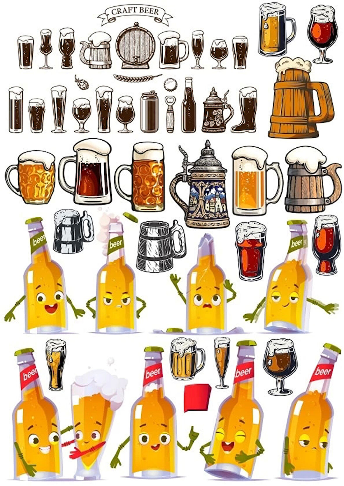 Bira Sticker Set 4 24 Parça Telefon, Tablet, Defter, Laptop Sticker