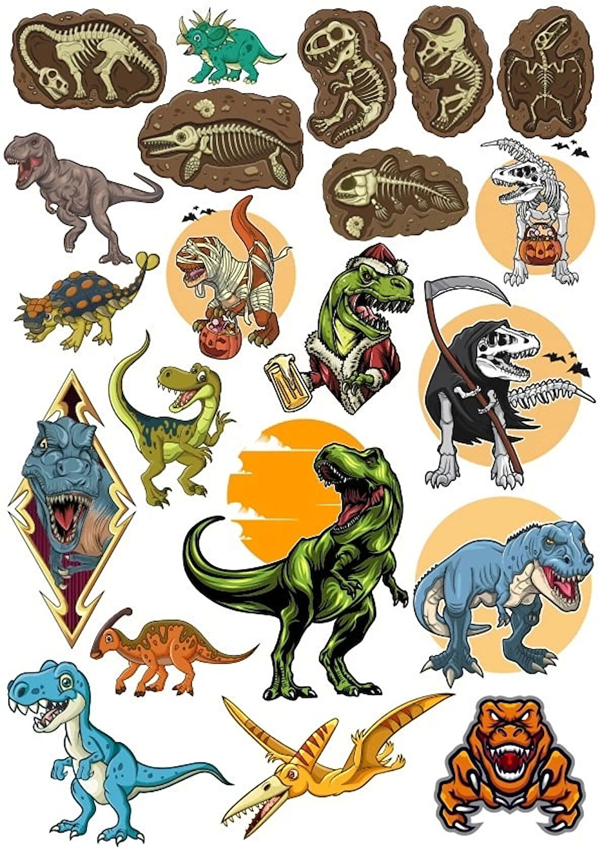 Dinozorlar Sticker Set 6 22 Parça Telefon, Tablet, Defter, Laptop Sticker