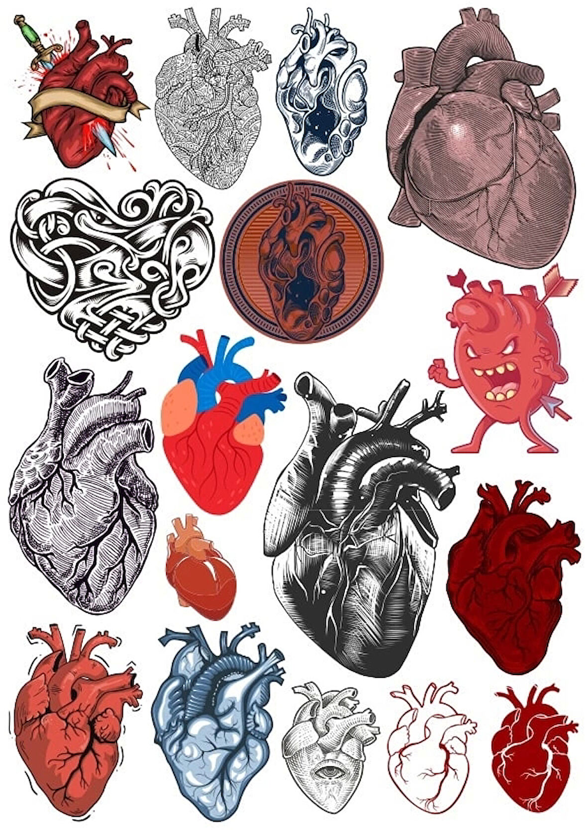 Kalp Sticker Set 1 16 Parça Telefon, Tablet, Defter, Laptop Sticker