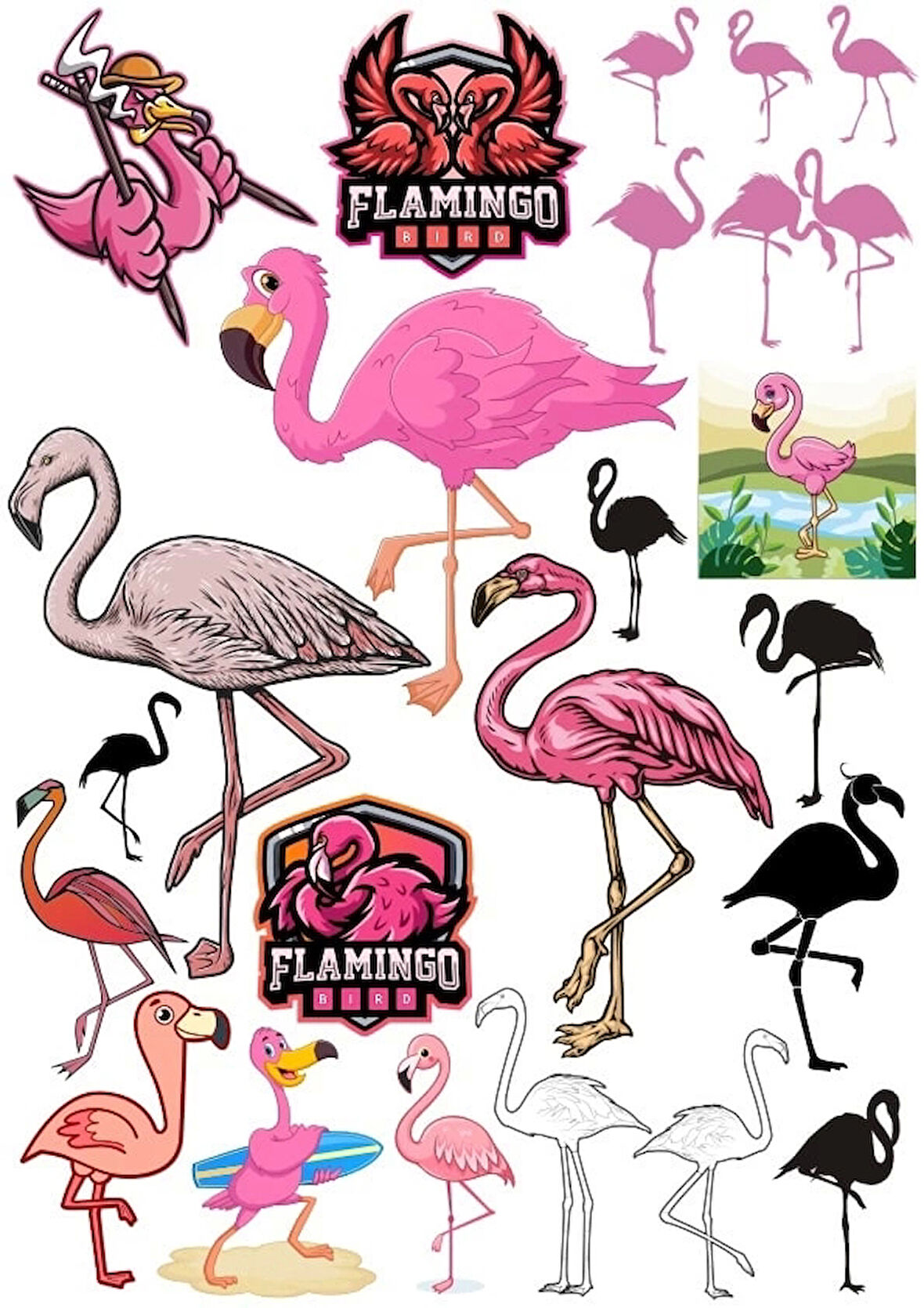 Flamingo Sticker Set 15 Parça Telefon, Tablet, Defter, Laptop Sticker