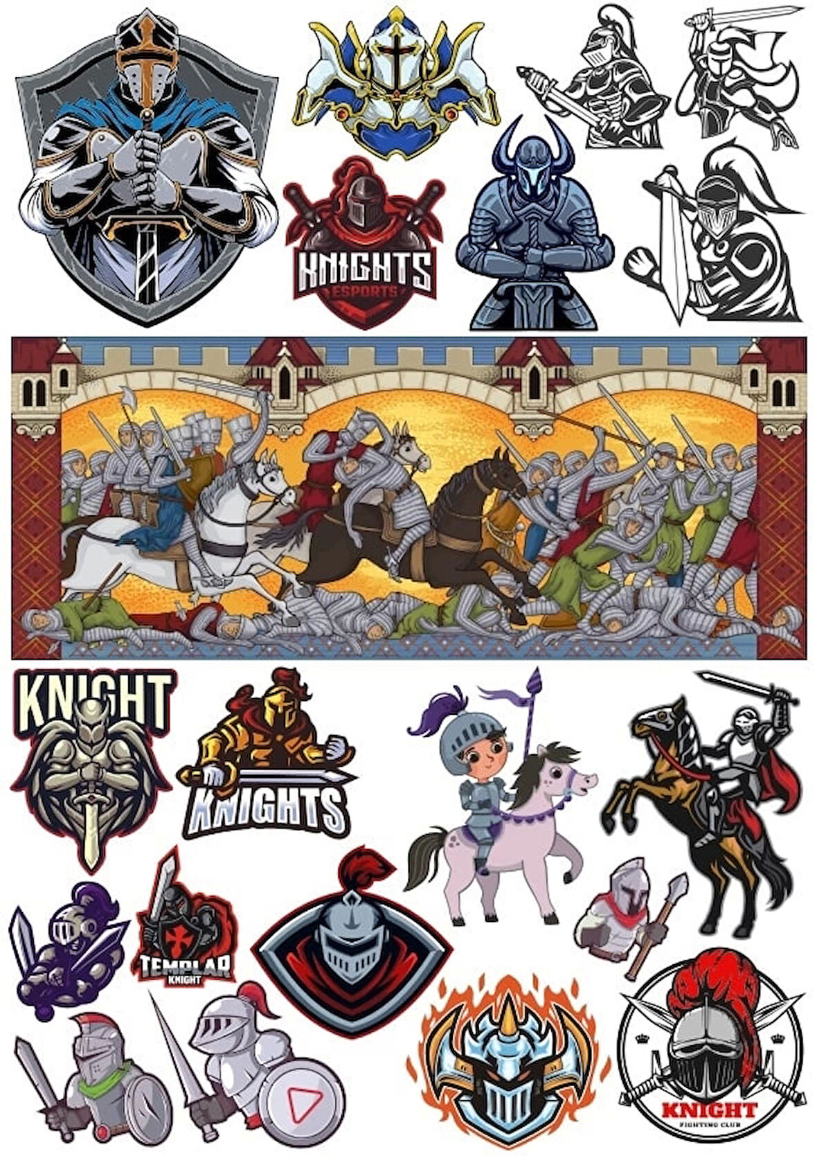 Şövalyeler Sticker Set 6 20 Parça Telefon, Tablet, Defter, Laptop Sticker