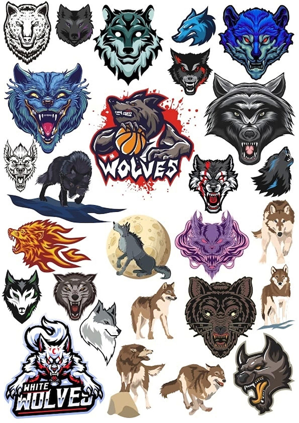 Kurtlar Sticker Set 6 20 Parça Telefon, Tablet, Defter, Laptop Sticker