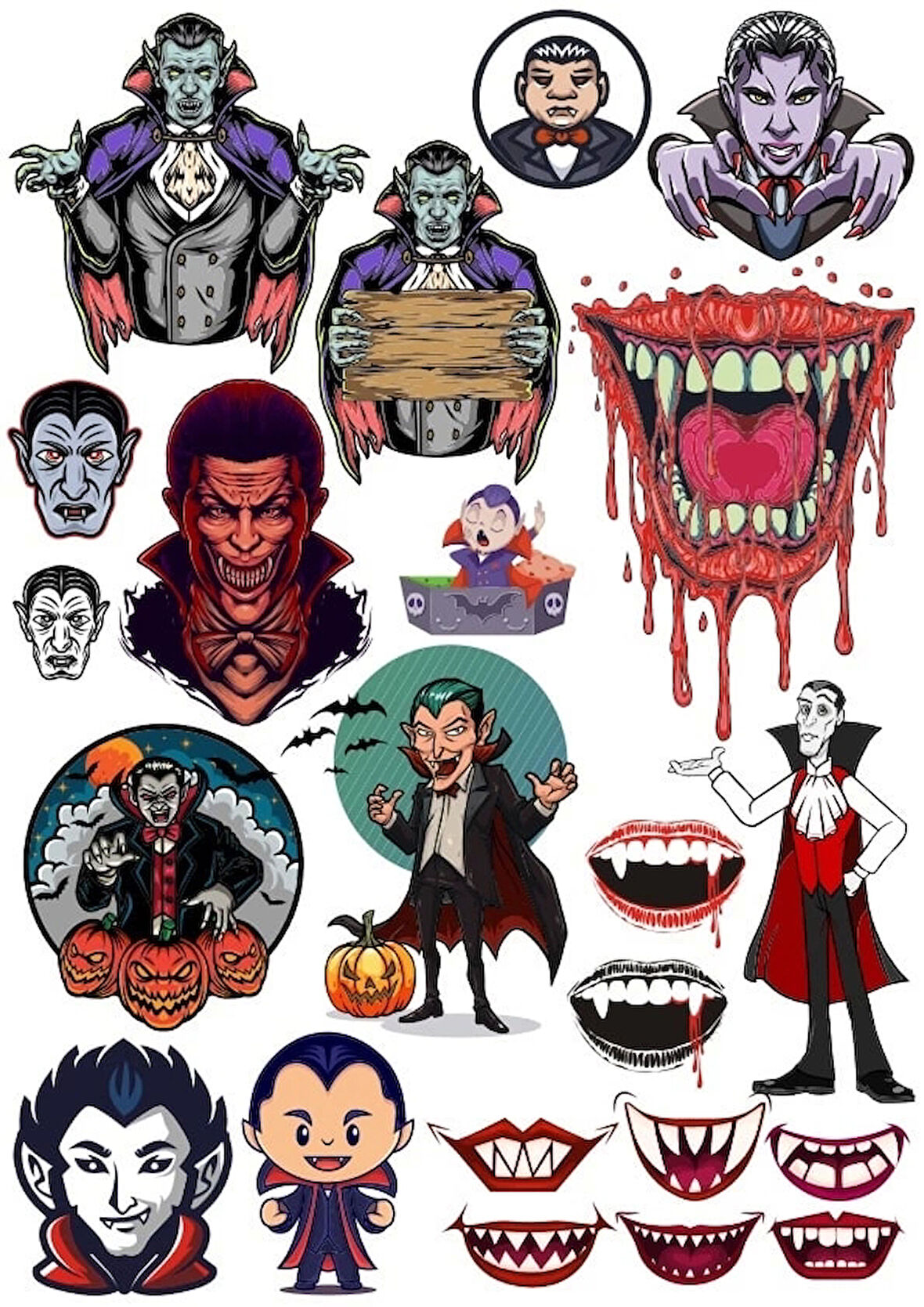 Vampir Sticker Set 2 16 Parça Telefon, Tablet, Defter, Laptop Sticker