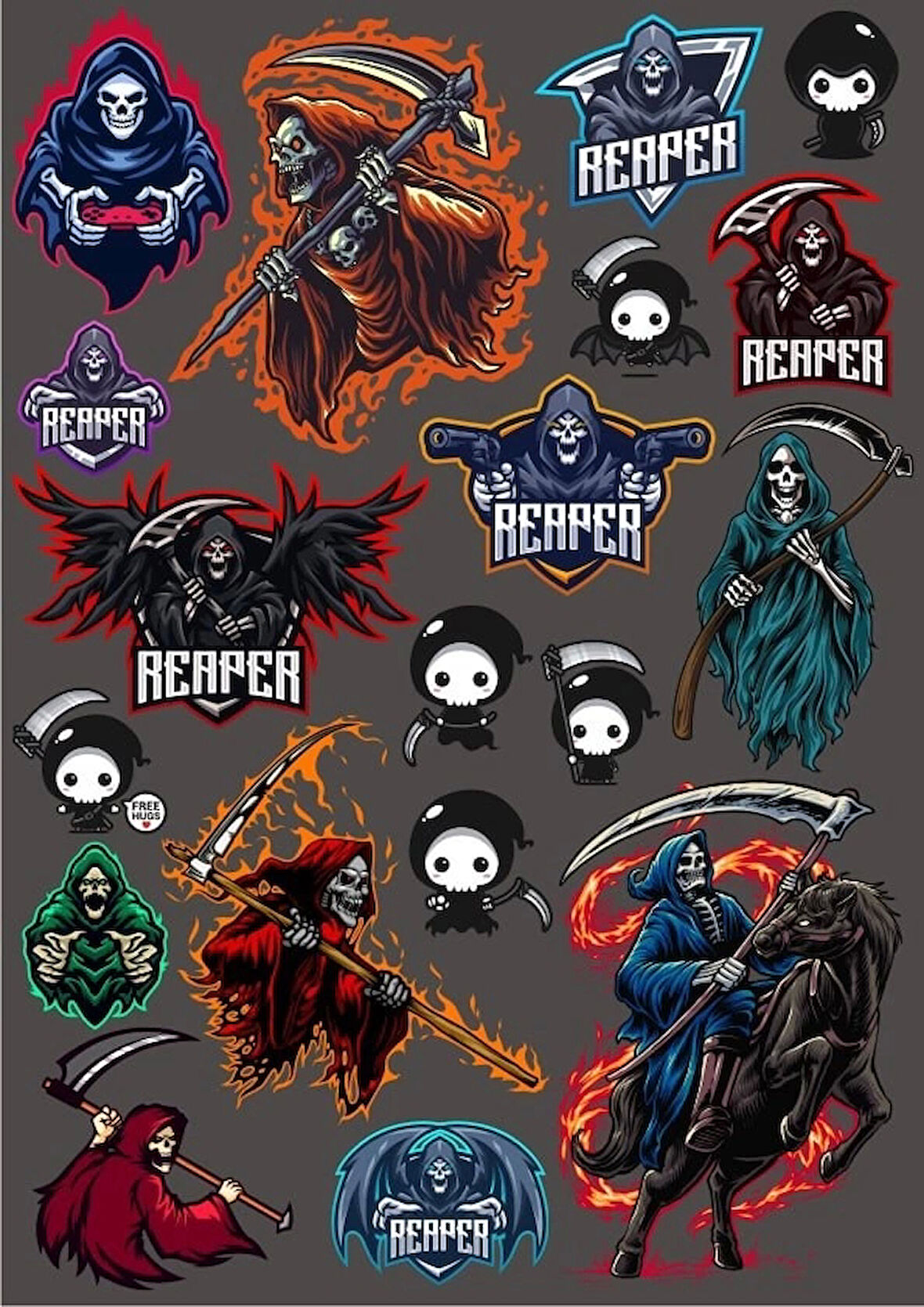 Ölüm Meleği Sticker Set 2 18 Parça Telefon, Tablet, Defter, Laptop Sticker
