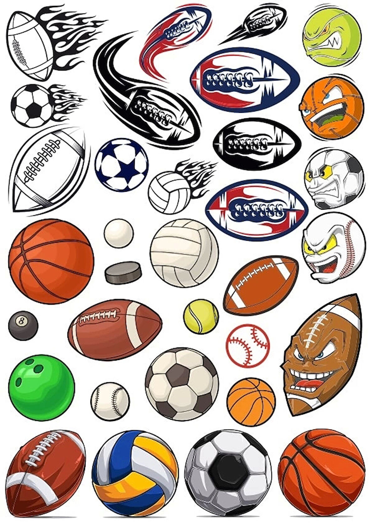 Spor Topları Sticker Set 1 15 Parça Telefon, Tablet, Defter, Laptop Sticker