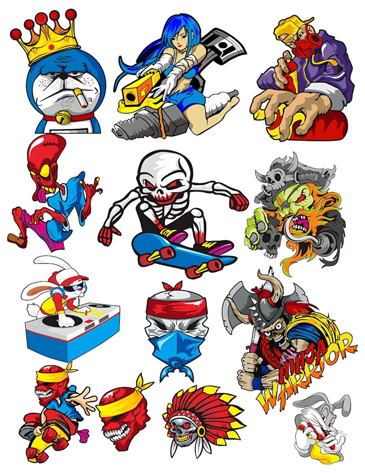 Tavşan Sticker Set 7 15 Parça Telefon, Tablet, Defter, Laptop Sticker