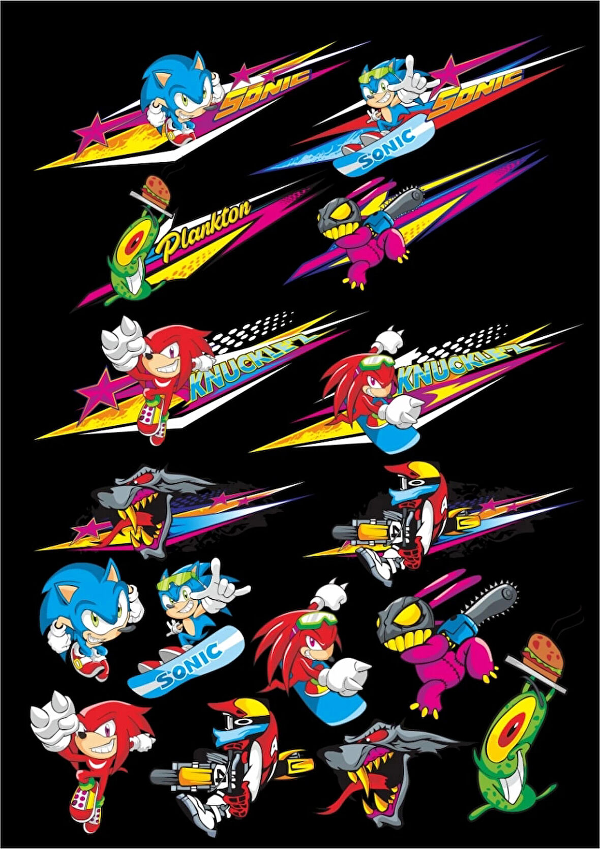 Cizgi Film Karakterleri Sticker Set 16 Parça Telefon, Tablet, Defter, Laptop Sticker