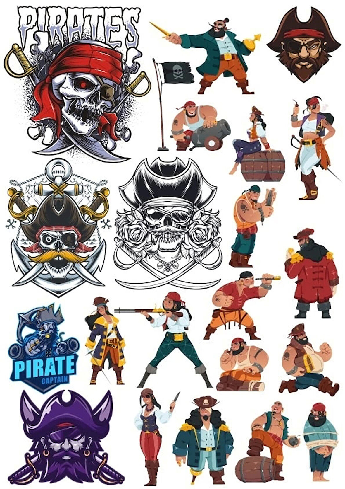 Korsan Sticker Set 6 20 Parça Telefon, Tablet, Defter, Laptop Sticker