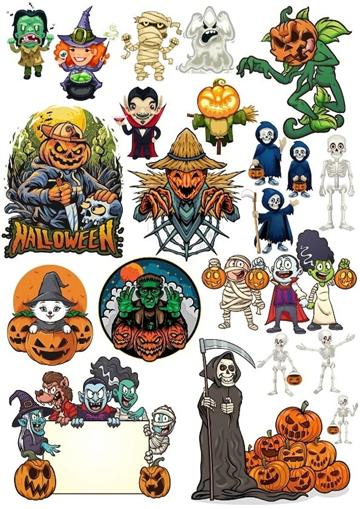 Hallowen Sticker Set 6 24 Parça Telefon, Tablet, Defter, Laptop Sticker