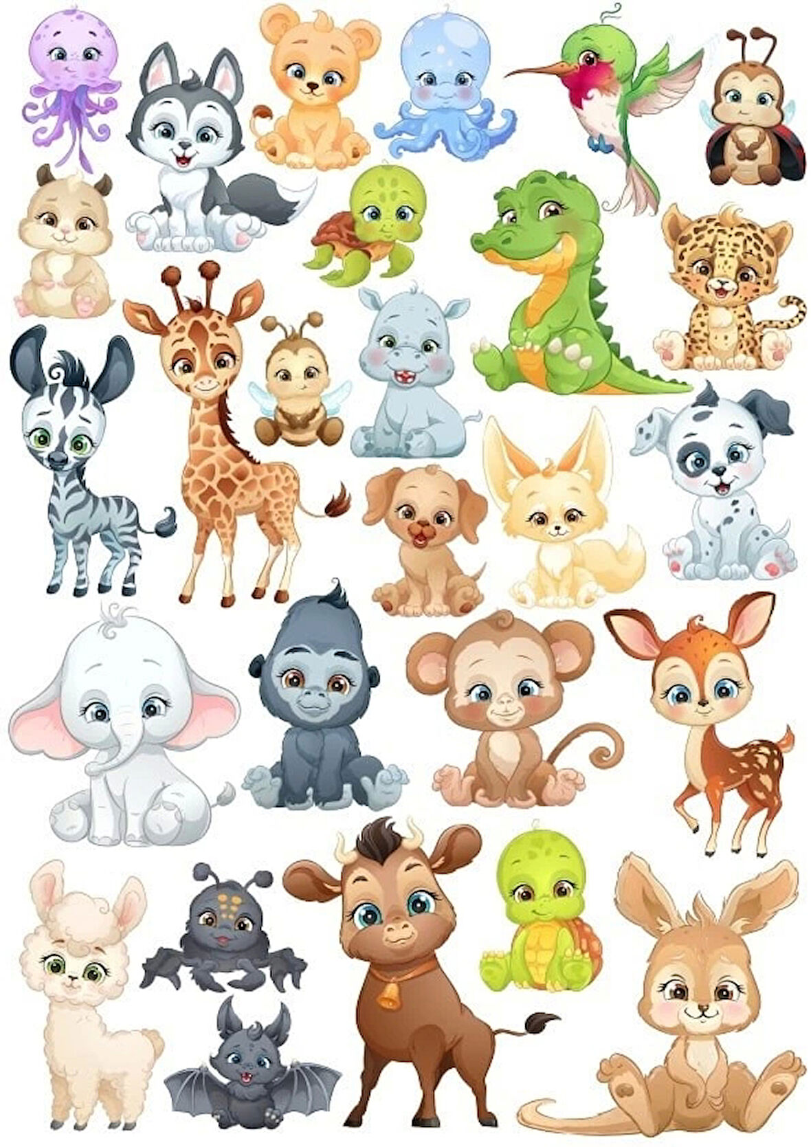 Sevimli Hayvanlar Sticker Set 8 25 Parça Telefon, Tablet, Defter, Laptop Sticker