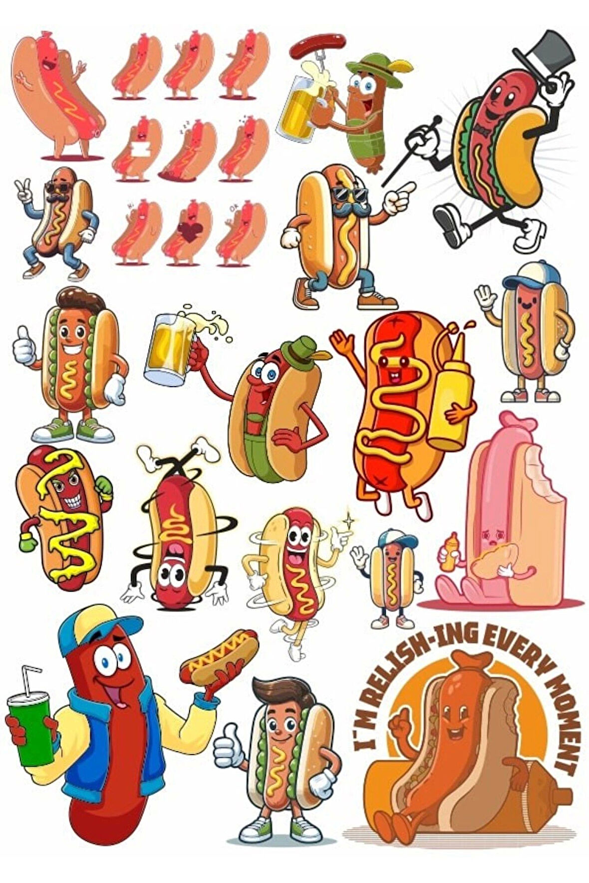 Hot Dog Sticker Set 1
