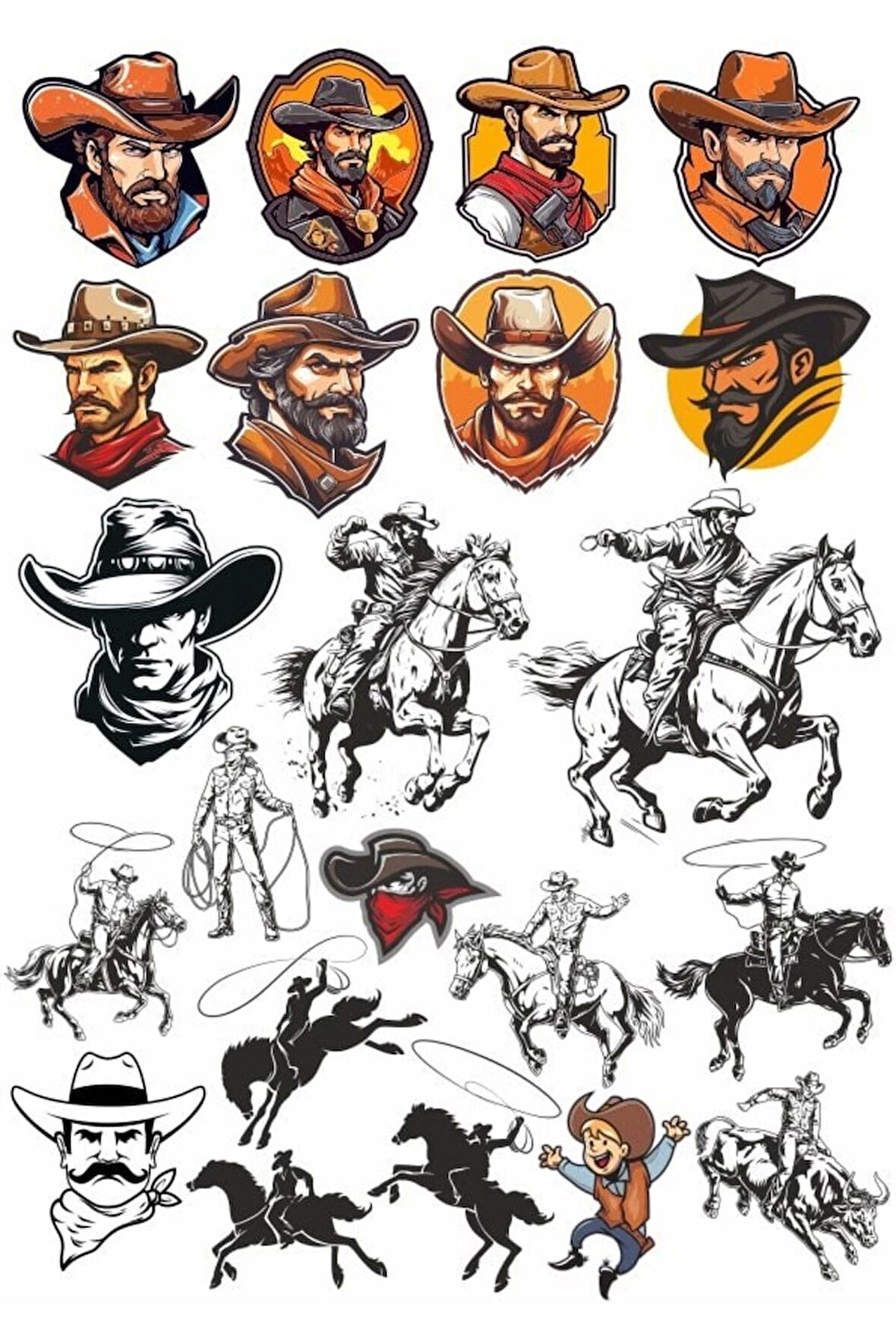 Cowboy Western Sticker Set 1