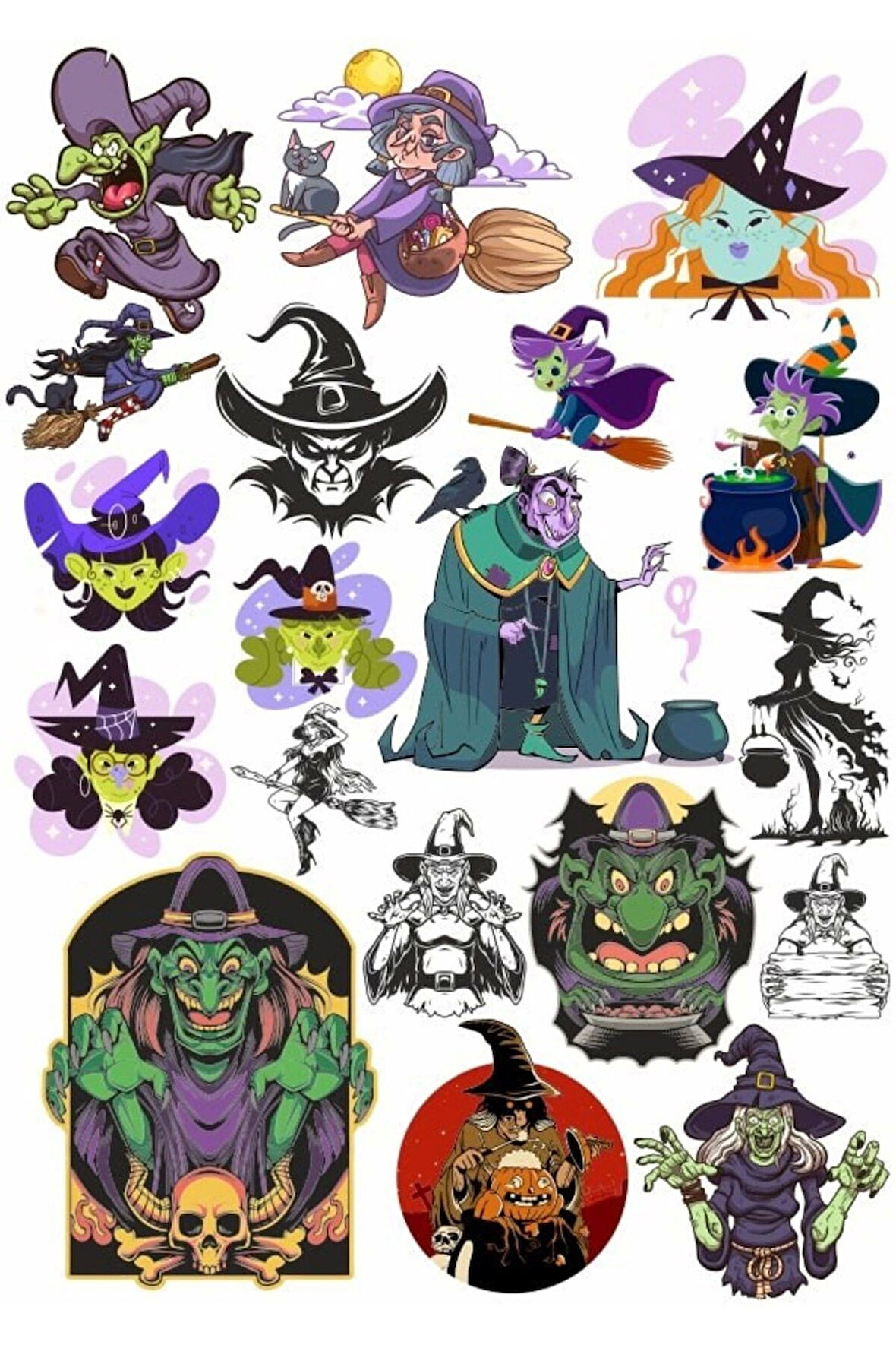 Cadı ve Büyücü Sticker Set 1
