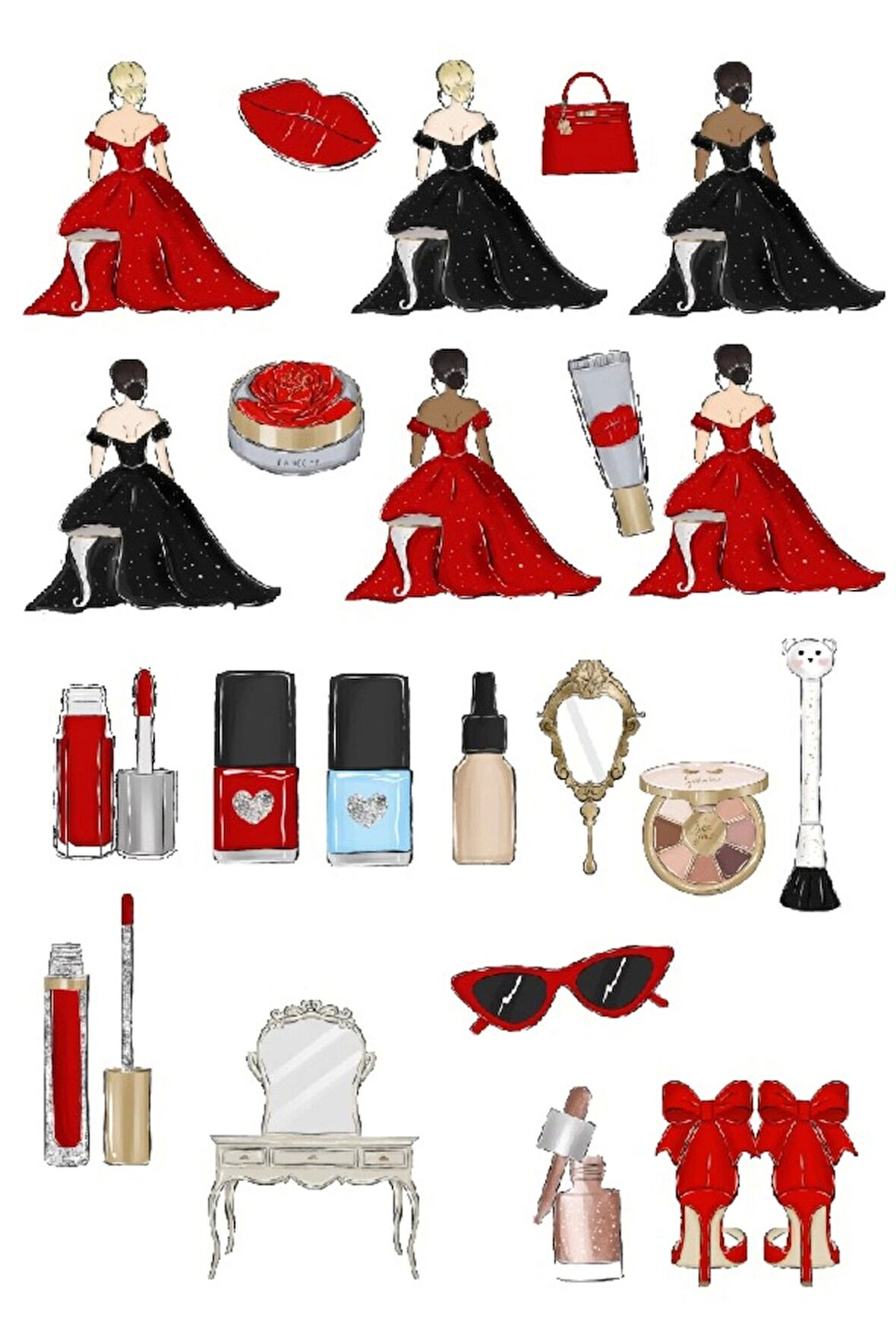 Makyaj Malzemeleri Sticker Set 1