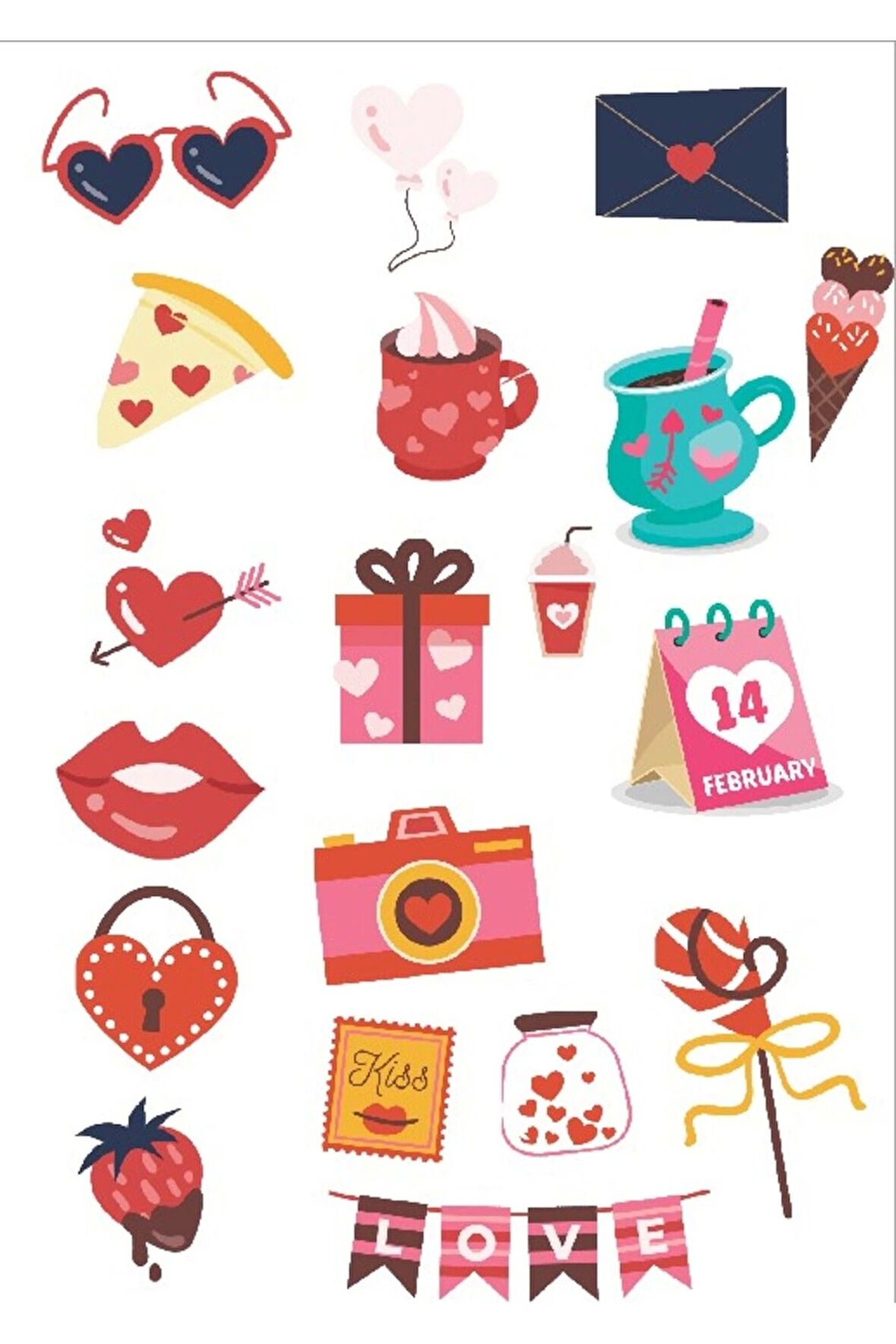 14 Şubat Sevgililer Günü Sticker Set