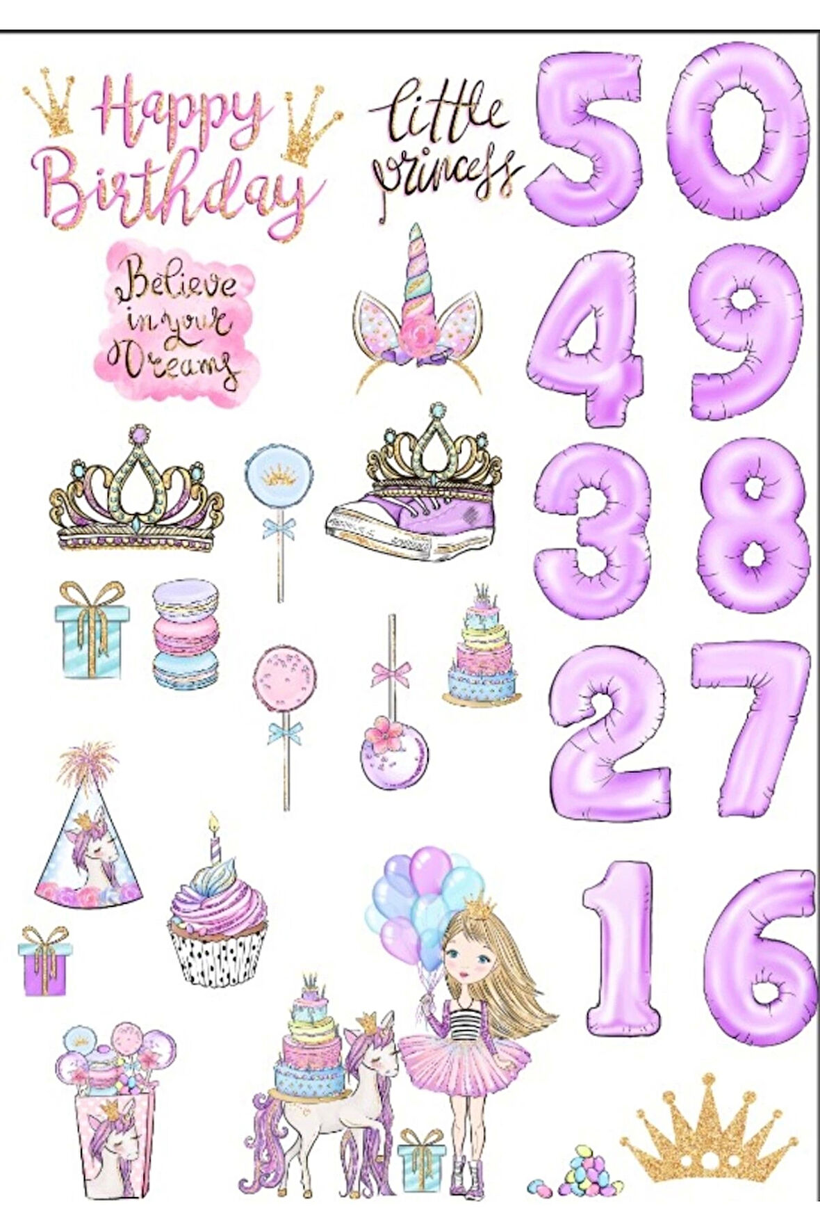 Prenses Doğum Günü Sticker Set