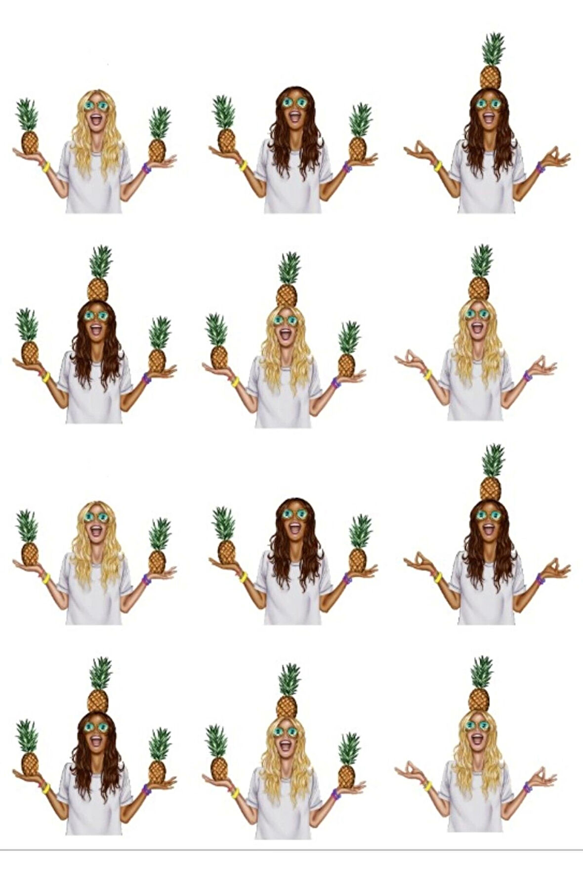 Ananas ve Yoga Sticker Set