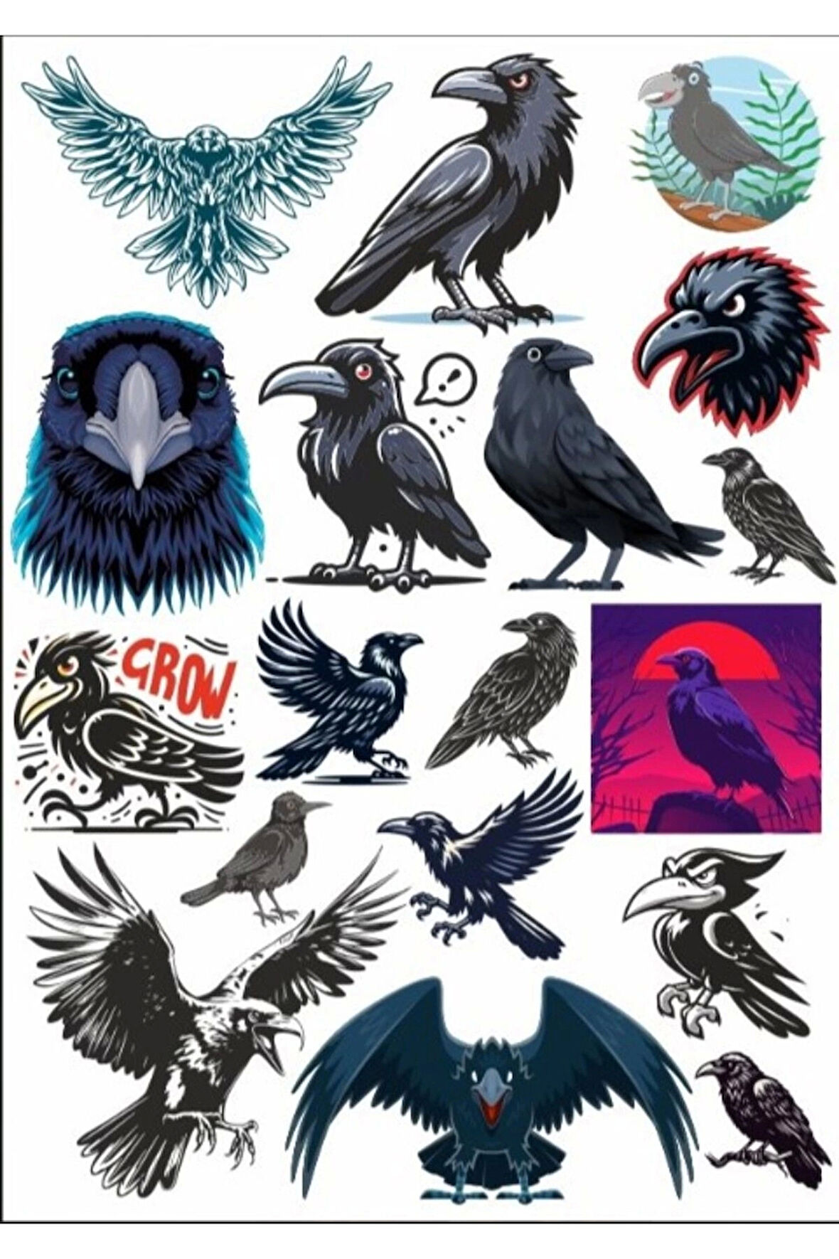 Crow Karga Sticker Set