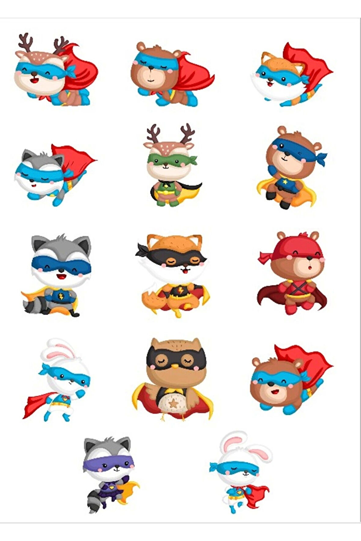Süper Kahraman Hayvanlar Sticker Set