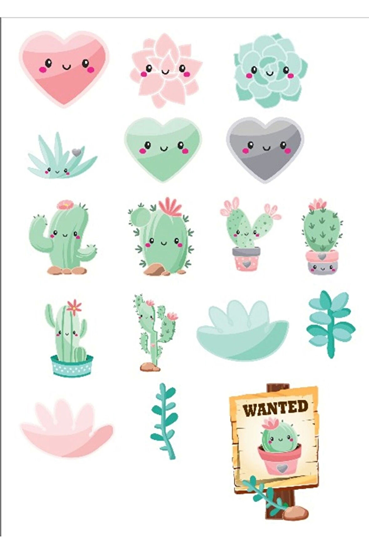 Sevimli Kaktüs Sticker Set 2