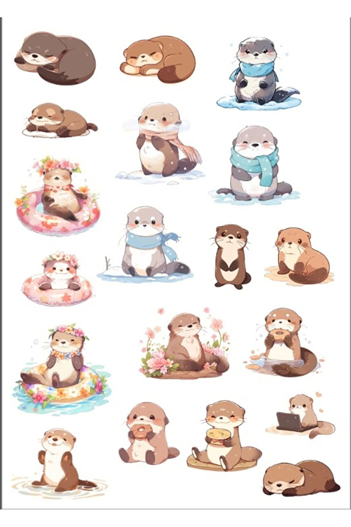Sevimli Tatlı Rakun Sticker Set