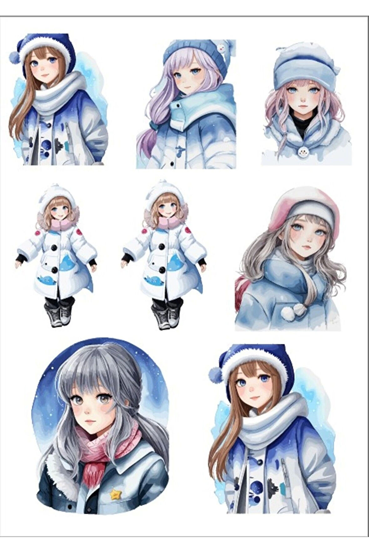 Kış Temalı Kız Sticker Set